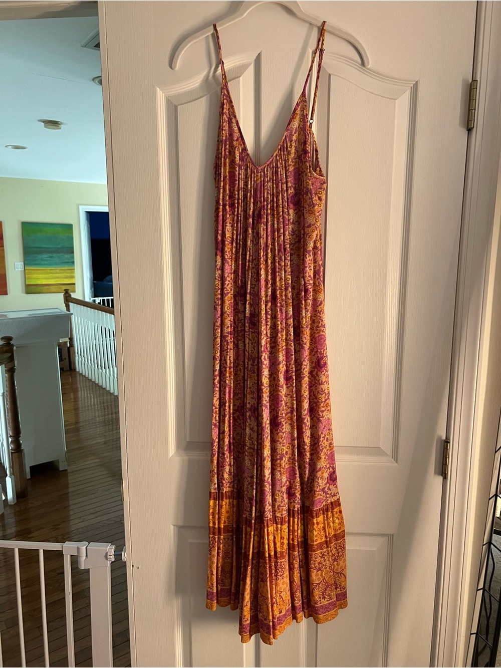 Spell Boho Maxi Dress in Orange and Pink Paisley